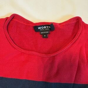 Worth New York Red and Navy Color Block Top